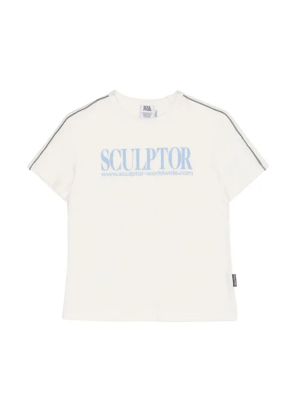 Classic Logo Piping Crop Top White