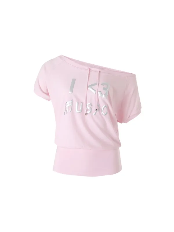 I LOVE MUSIC OFF-SHOULDER TOP_PINK