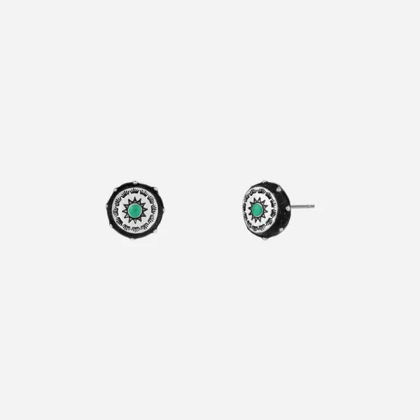 totem round earrings-black