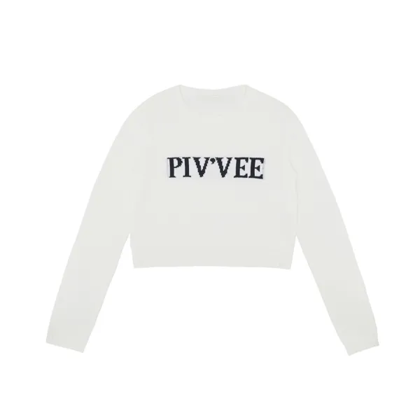 Piv\'vee Lettering Knit Top (cloud white)