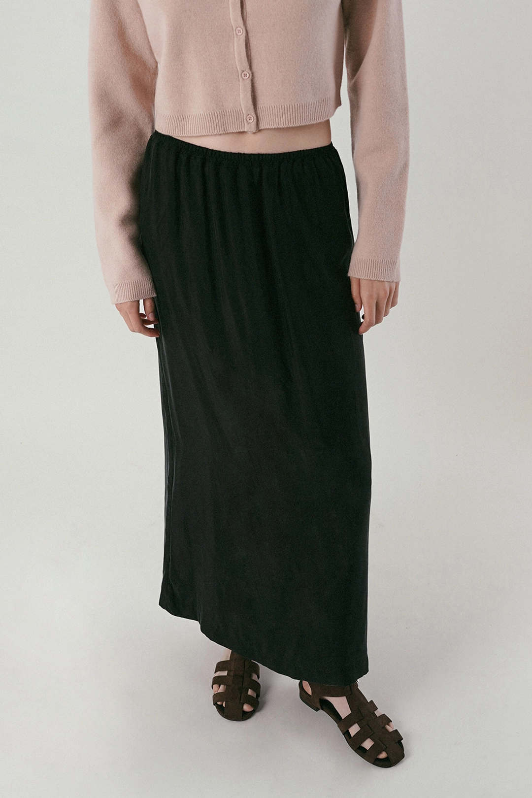 위드아웃썸머 Fog maxi skirt_satin black 상품 이미지 2