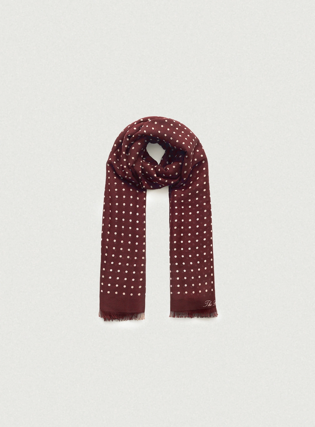 더바넷 Dot Wool Silk Scarf_Burgundy 상품 이미지 1