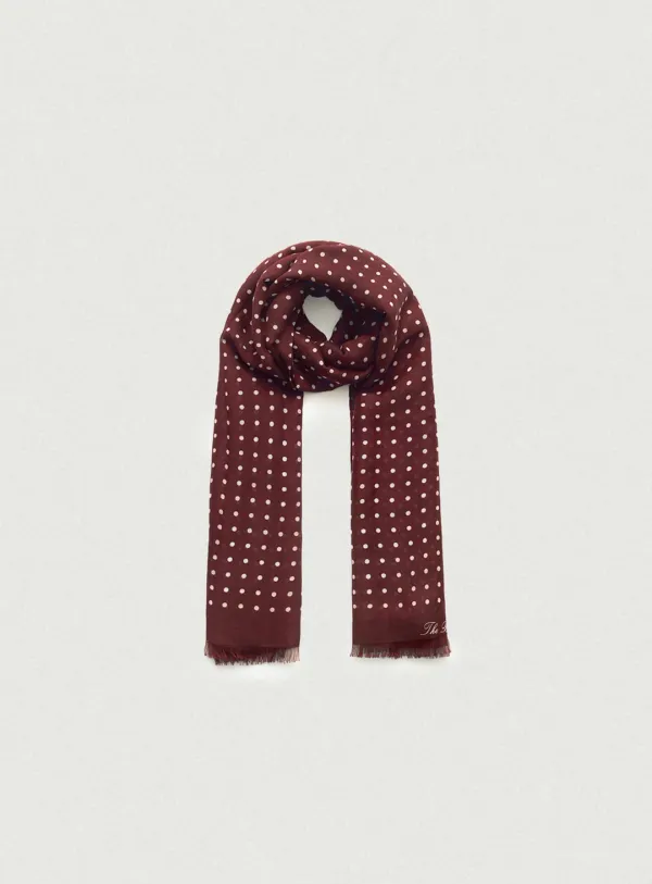 Dot Wool Silk Scarf_Burgundy