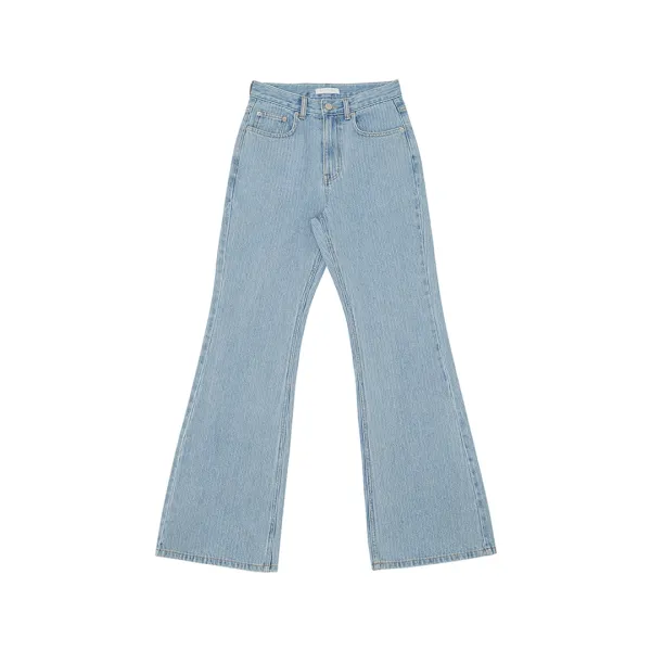 Striped Bootcut Denim Pants (medium blue)
