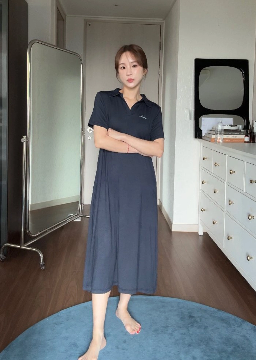 아노에틱 [플리에PICK]ANC SOFTLINE MODAL  PAJAMA DRESS_MIDNIGHT BLUE 상품 이미지 3