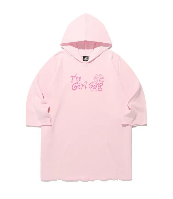 the girl gang dress hoodie[light pink]