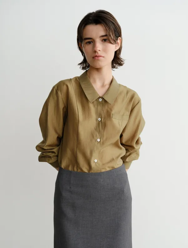 Kyla Sheer Line Shirt (Olive)