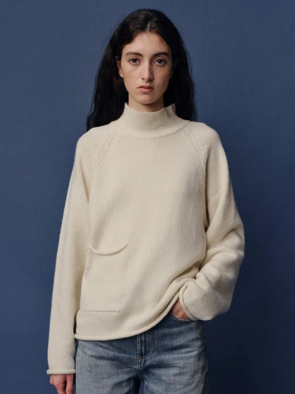 Half turtleneck knit_ivory