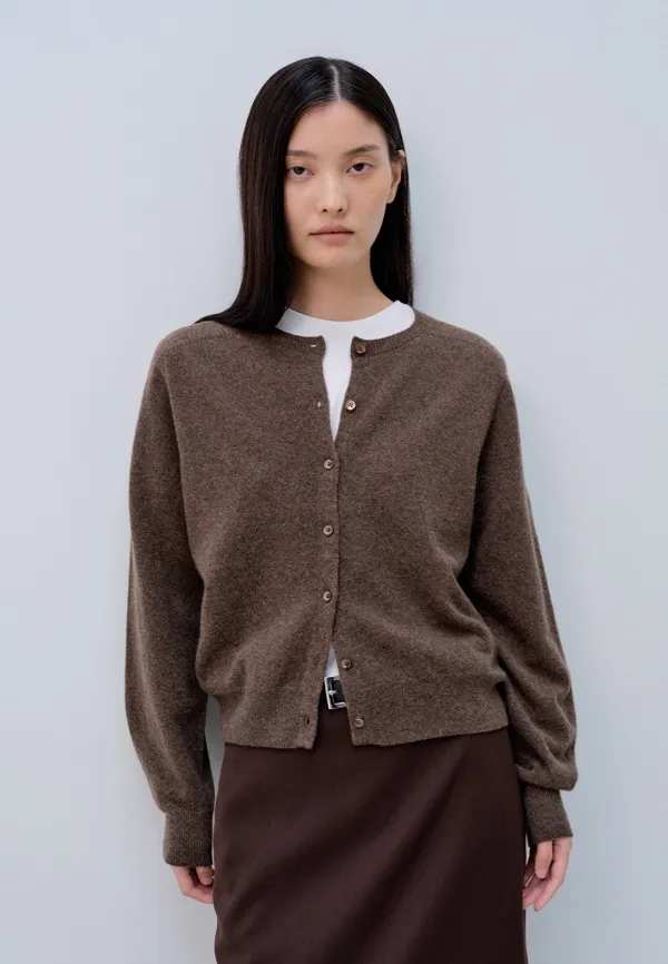 CASHMERE WHOLEGARMENT CARDIGAN_BROWN