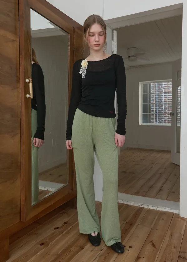 Crinkle Easy Banding Pants_Light Green