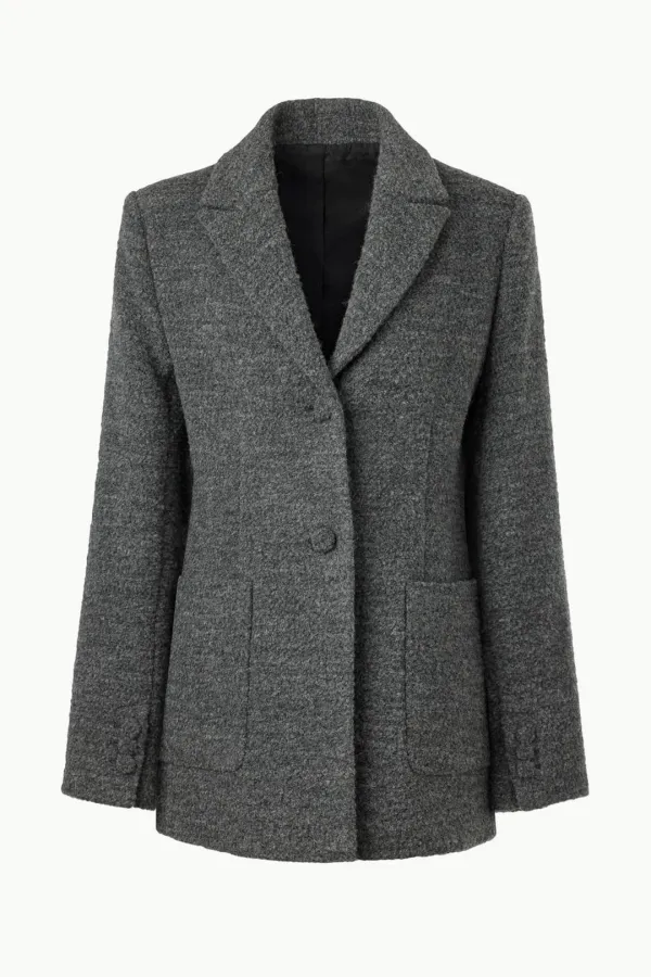 Alpaca Boucle Midi Jacket, Melange Gray