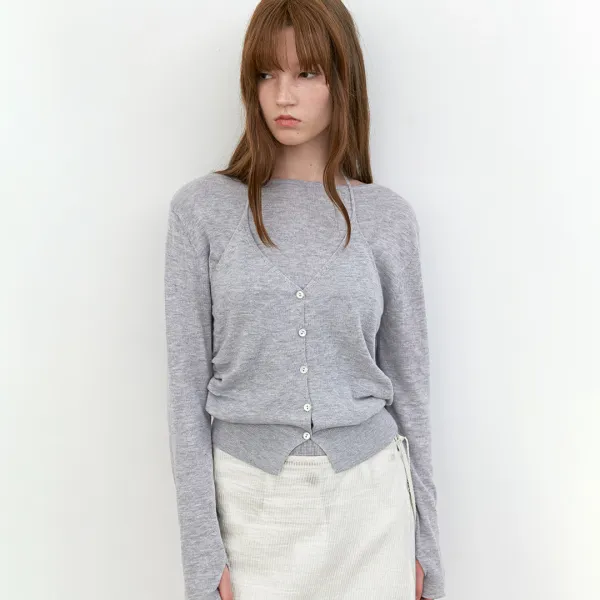 (Z-T-7189)HALTER VEST LAYERD BOAT NECK KNIT
