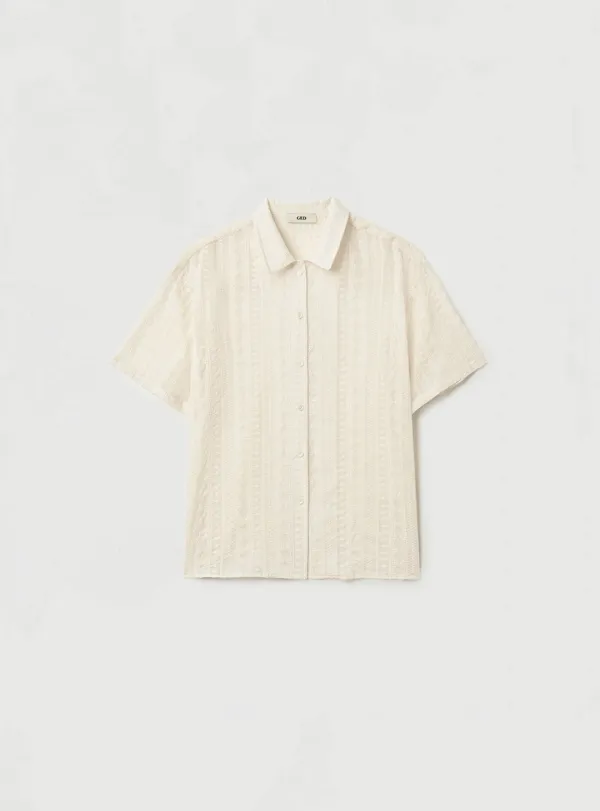 [2ND] LACE OPEN COLLAR SHIRT