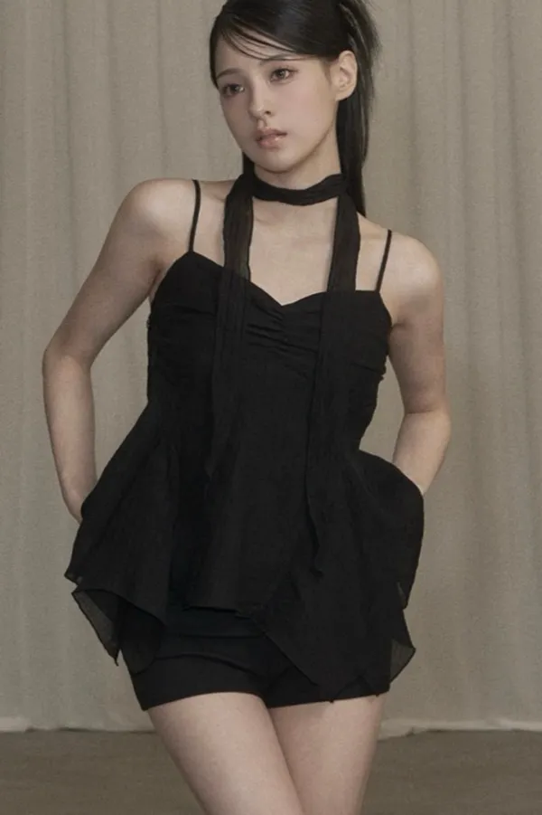 Ethnic Scarf Top (black)