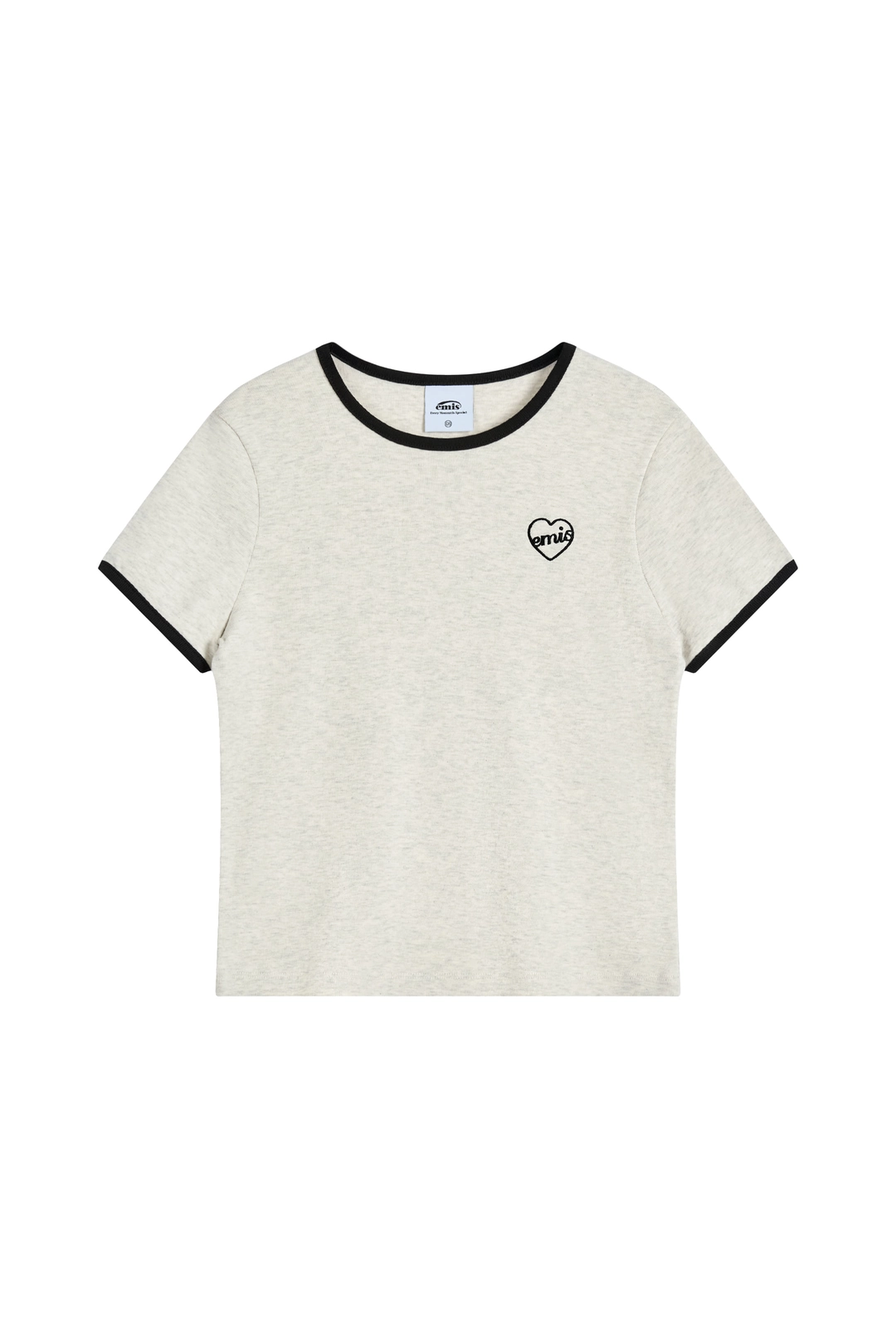 이미스 (W) HEART LOGO RINGER T-SHIRT-OATMEAL MELANGE 상품 이미지 1