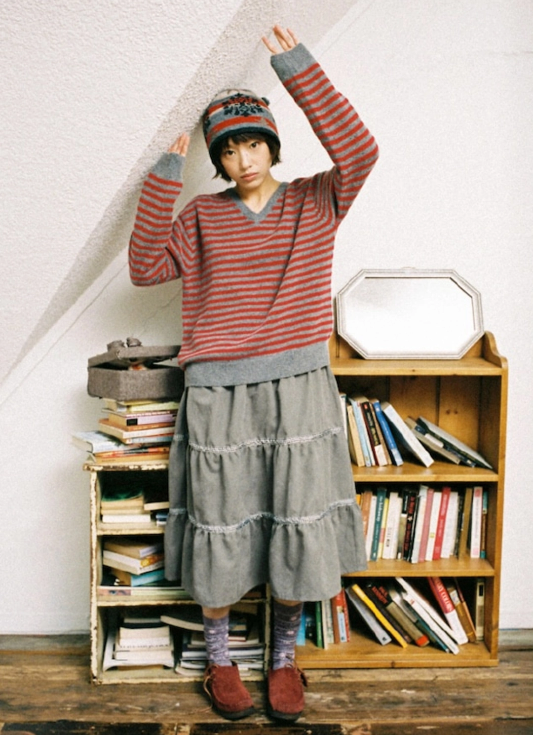 에이이에이이 CHECK MIDI TIERED SKIRT [BROWN] 상품 이미지 2