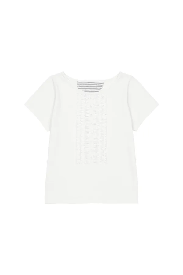 FRILL JERSEY T-SHIRT, IVORY