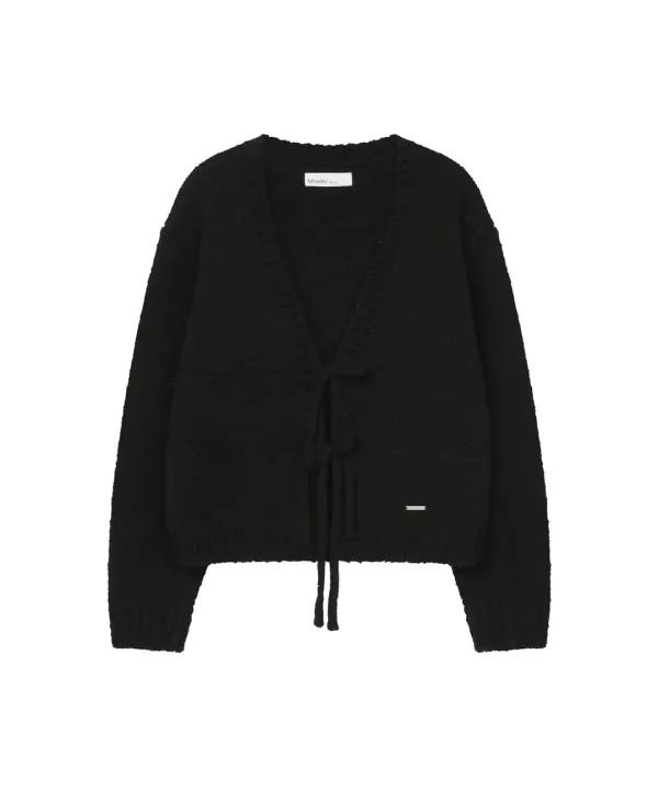 Bow over cardigan BLACK