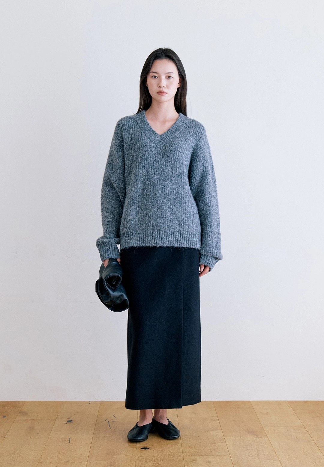 노티아 SIDE SLIT LONG SKIRT - BLACK 상품 이미지 1