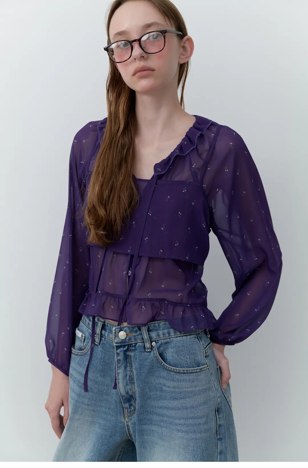 순수 Flake Set Blouse (Purple) 상품 이미지 1