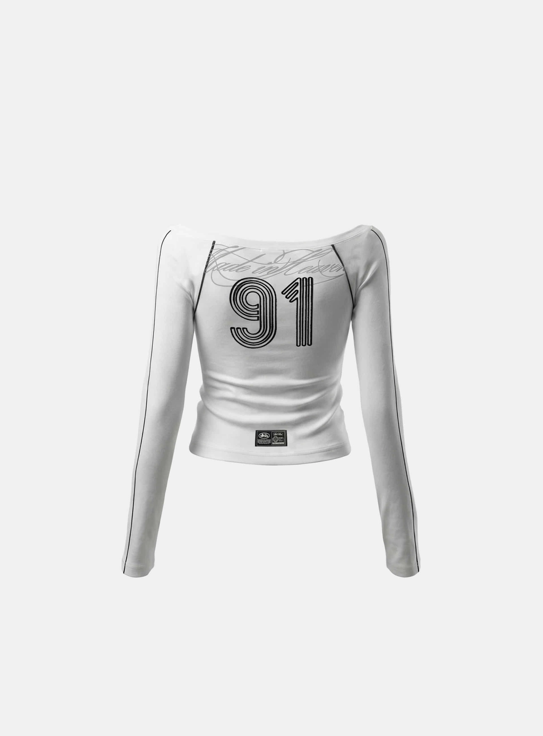 배드블러드 [6/5 발송] [w-tee26-160] 90s 빈티지 클럽 오프숄더 져지 롱슬리브 - 화이트 상품 이미지 2