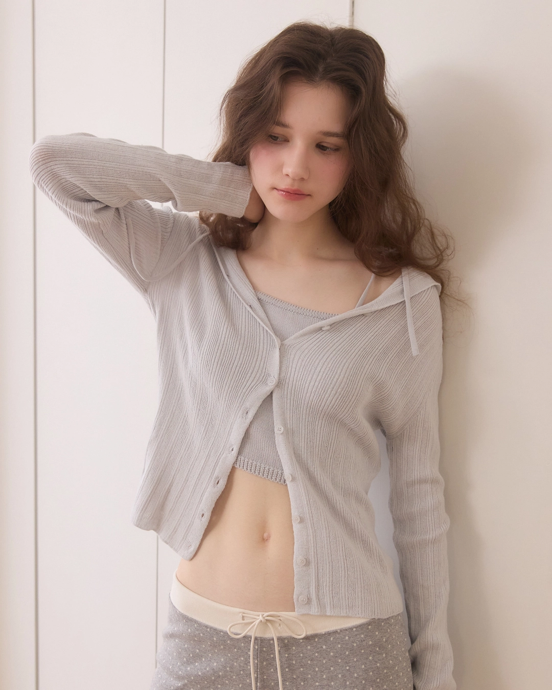 어다울 Minimal ribbon bustier - bluegrey 상품 이미지 2