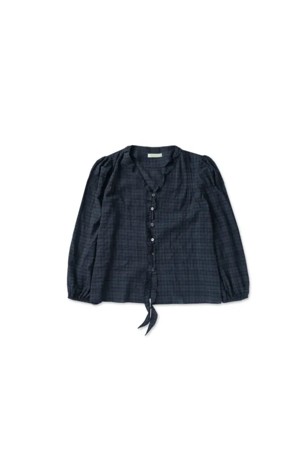 Ruffle shirring blouse_check