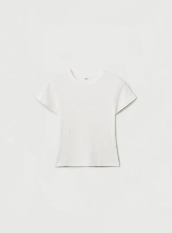 [4TH] RIBBED SOFT T-SHIRT - IVORY