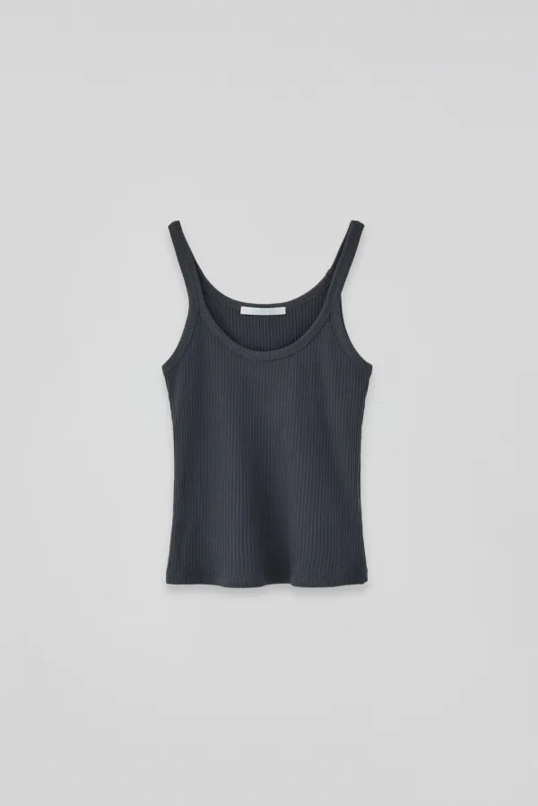 (1st re-stock) T/T Basic ribbed sleeveless (charcoal)
