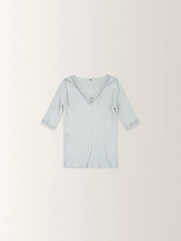(*6/4 순차 출고) ESSENTIAL LACE SLIP TEE [ PALE BLUE ]