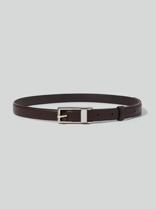 CONTRAST SIGNATURE SQUARE BUCKLE BELT (VINTAGE BROWN)
