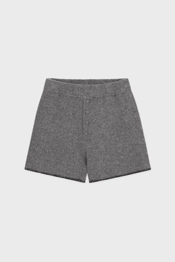 Button Knit Shorts (Melange Grey)