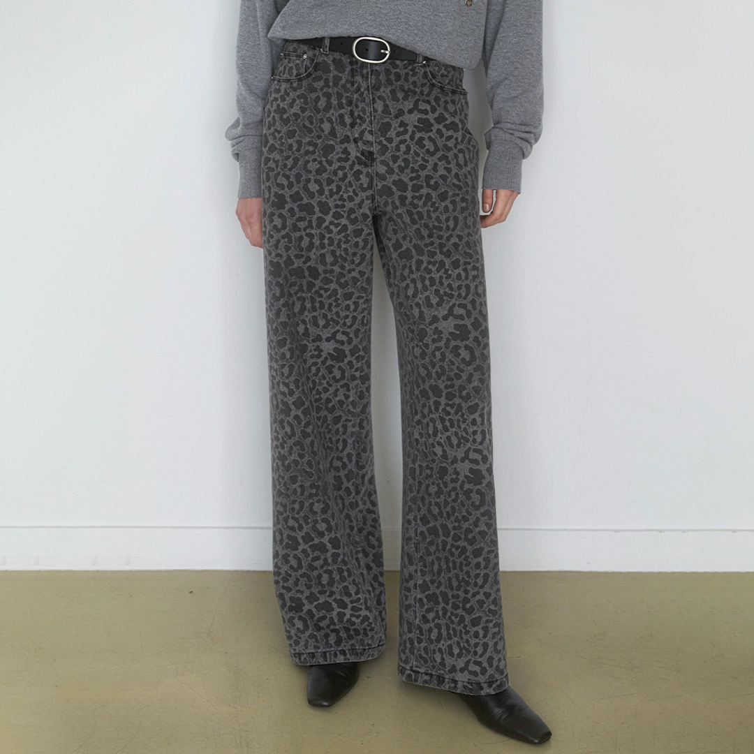 아뜰리에 나인 (PT-5736)WARM LEOPARD WIDE LEG PANTS 상품 이미지 1