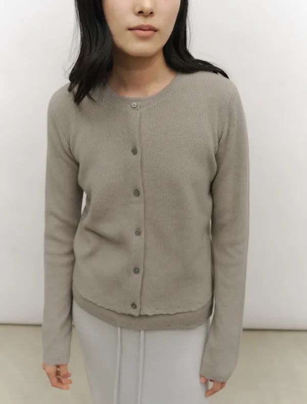 SOFT FRAY KNIT CARDIGAN [OLIVE]