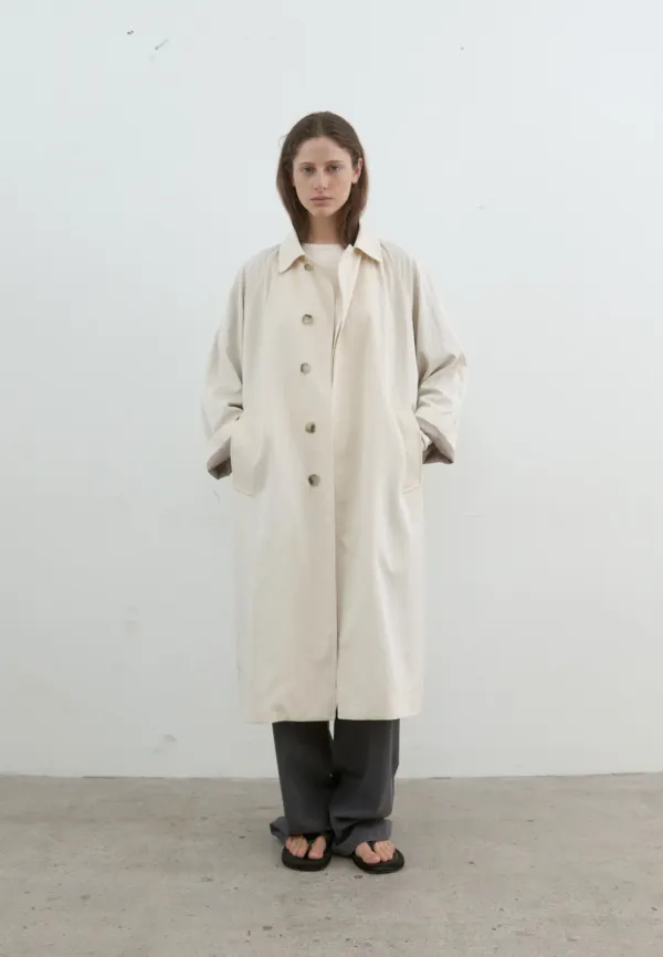 Hidden button trench coat (ivory)