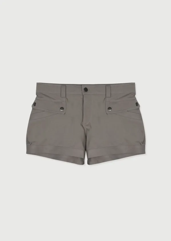 FLAP POCKET MINI SHORTS - GRAY