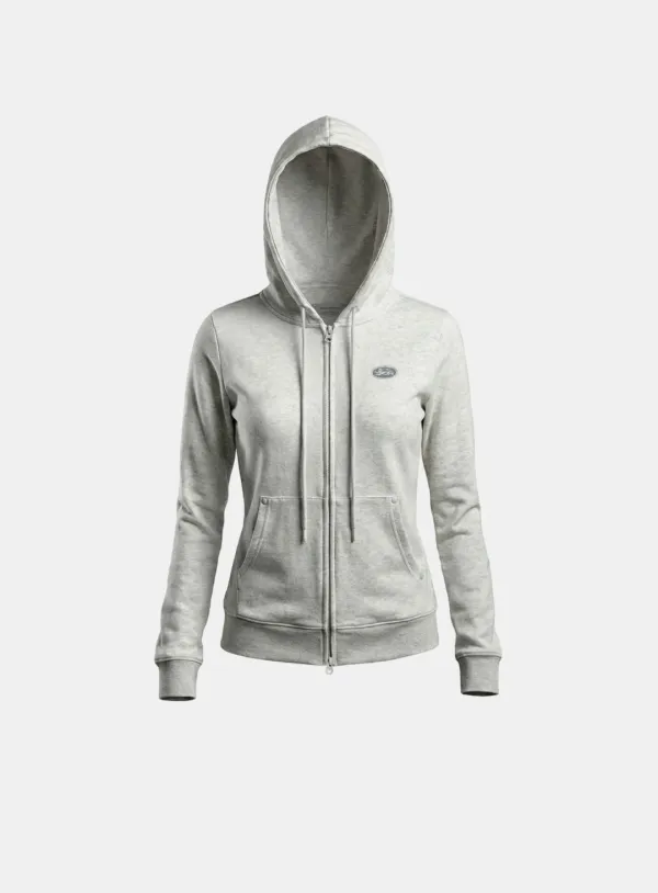 [w-hde26-016] BS Soft Terry Zip-Up Hoodie - White melange