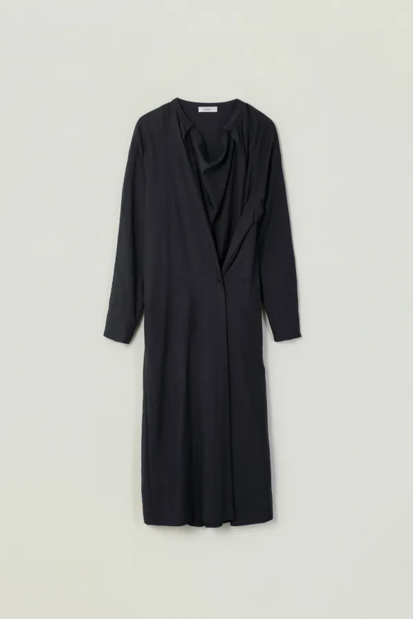ESTEL DRAPED LONG DRESS_CHARCOAL