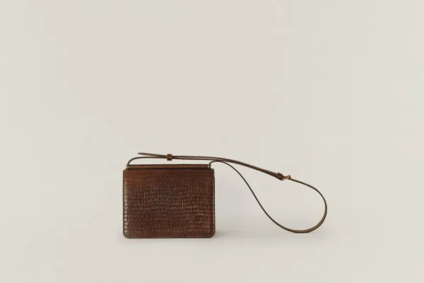 SAC PAUMELLE MINI LIZARD CHOCOLATE