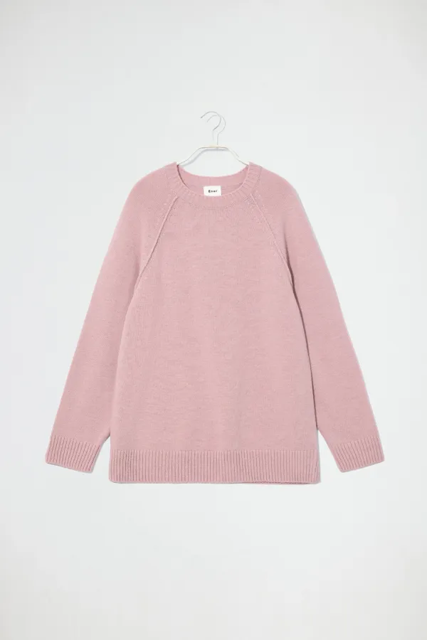 WOOL BLEND RAGLAN PULLOVER - PINK