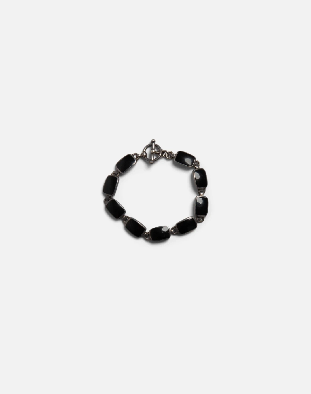 리던 80s Onyx Mexican Sterling Bracelet -#1354 상품 이미지 1