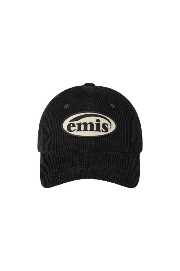 RUBBER PATCH CORDUROY BALL CAP-BLACK