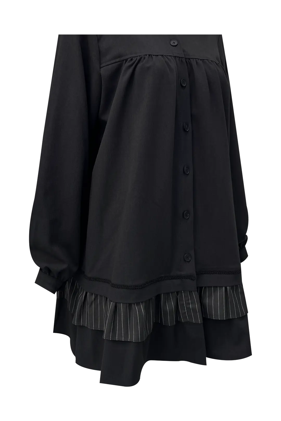 체메씨 STRIPED FRILL ONE-PIECE (CHARCOAL) 상품 이미지 3