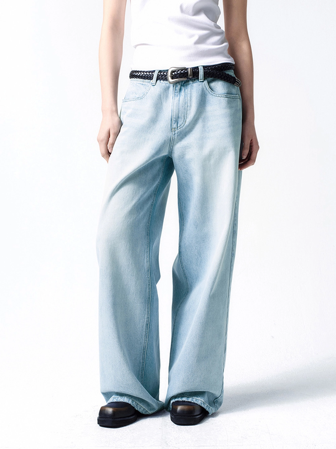 인사일런스 우먼 [CALIK] 로우 웨이스트 와이드 진 LIGHT BLUE 상품 이미지 2