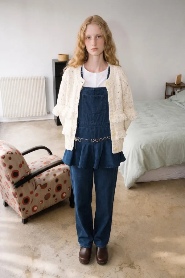 Flare Skirt Layered Overall (Navy)