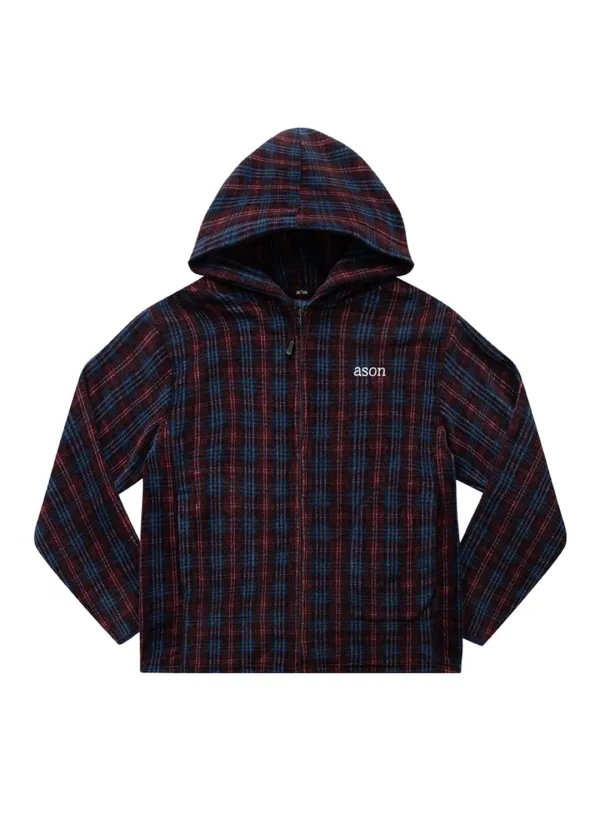 CHECK FLEECE HOOD ZIP-UP