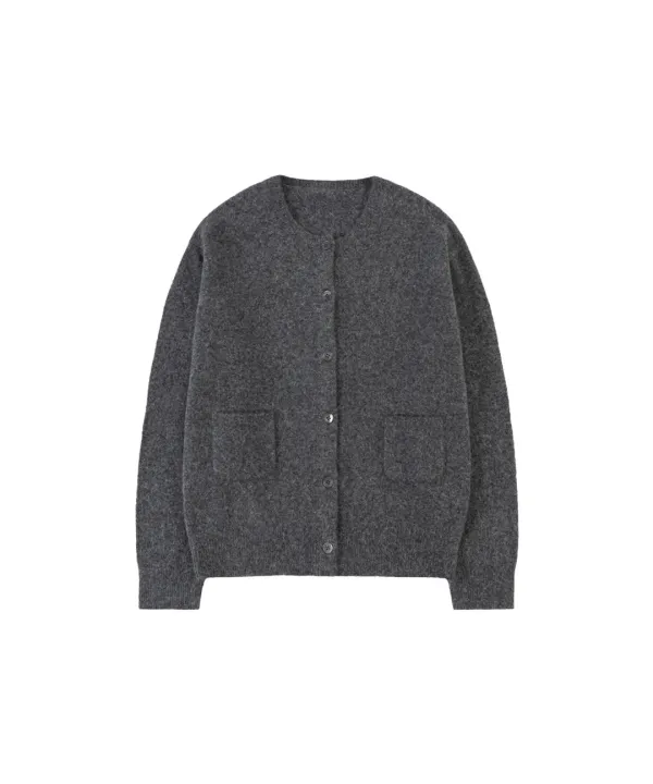 KN4272 울 블렌드 헤어리 카디건_Melange gray
