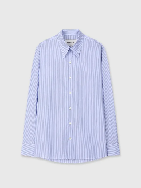CUT OUT STRIPE COTTON SHIRT_ SKY BLUE STRIPE