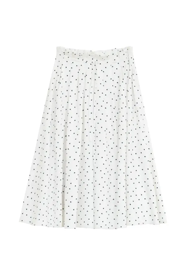 DOT PLEATED LONG SKIRT [IVORY]