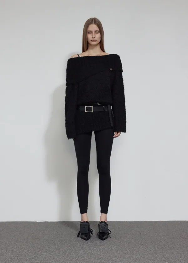 [2ND] OFF SHOULDER BOUCLE KNIT, BLACK